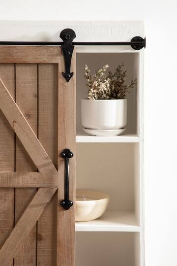 Kate and Laurel Cates Wood Wall Storage Cabinet with Sliding Barn Door